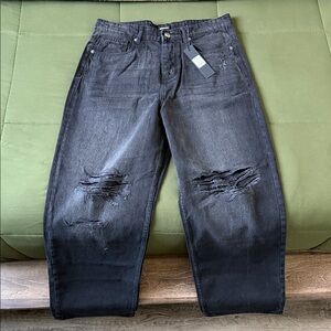 Alvarez Distressed Baggy Jeans - Black Wash